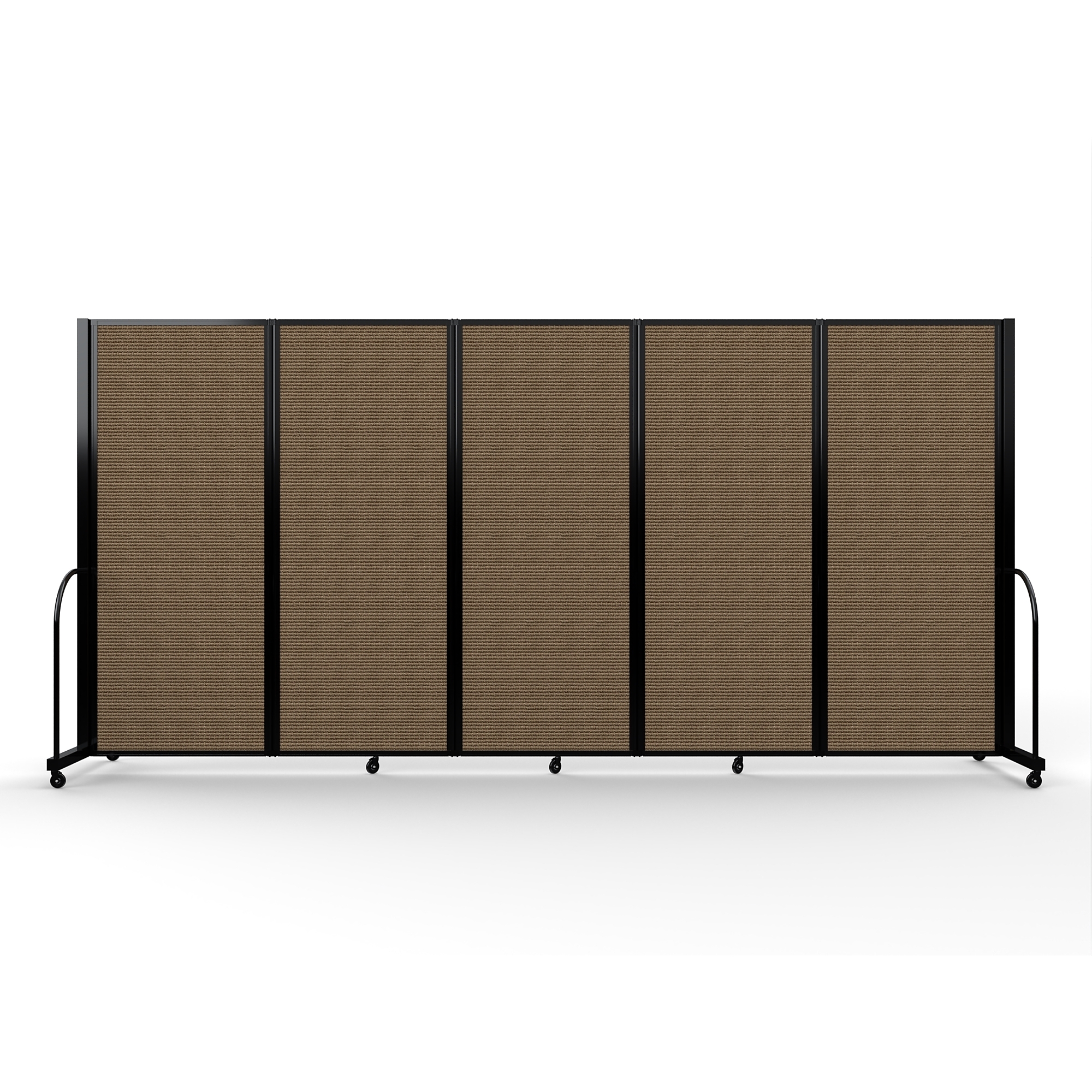 Screenflex Full Motion Divider — 6ft. 10in. x 14ft. 1in., Black Frame, Walnut, Model# FSH-6105-B-DO